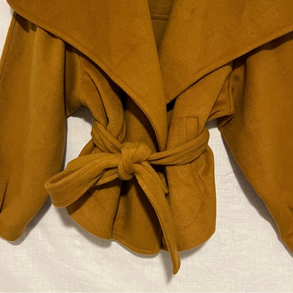 Free People Mina Jacket Terra Cotta Oversized Collar Tie Waist NWT Large - Picture 5 of 6